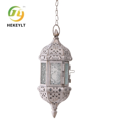 Iron Hanging Glass Moroccan Menorah Pendant Light For Wedding Home