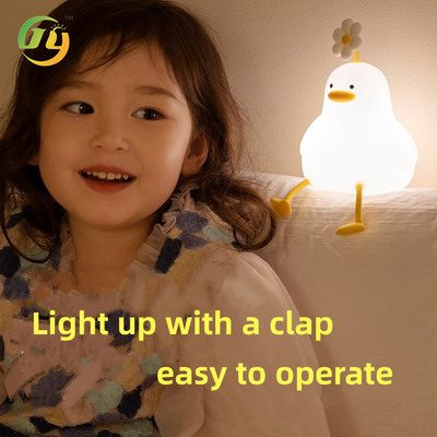 Kawaii Bedroom Decor Timer Baby Night Light USB Rechargeable Cute Duck Lamp Silicone Dimmable Flower Duck Night Light