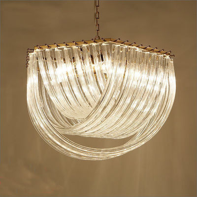 Glass Tube Chandeliers Crystal Pendant Light Lamps Modern Decoration Gold Color