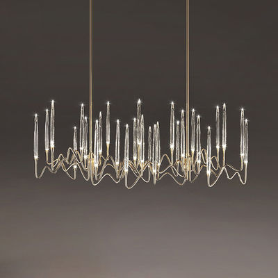 Wave G4 Clear Crystal Pendant Light Electroplated Brushed Bronze