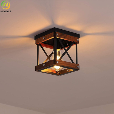 220V Nordic Iron Wood LED Ceiling Light For Home Hotel 1 head