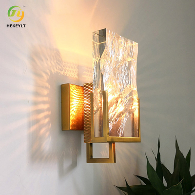Gold Metal Clear Crystal Wall Lamp Nordic Bedroom Ice Cube Decorative