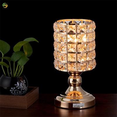 60W Metal Bedside LED Crystal Table Lamp E26 Bulb Base