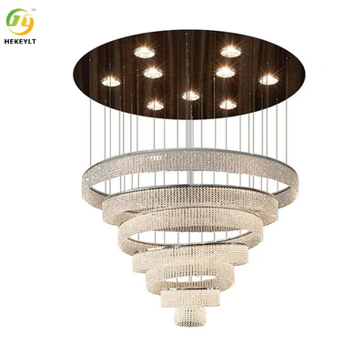 Gold Dimmable Modern Crystal Pendant Light Round K9 Hanging Ceiling Light