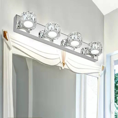 Clear Bathroom Stainless Steel Led Crystal Mirror Lamp 46 X 5cm