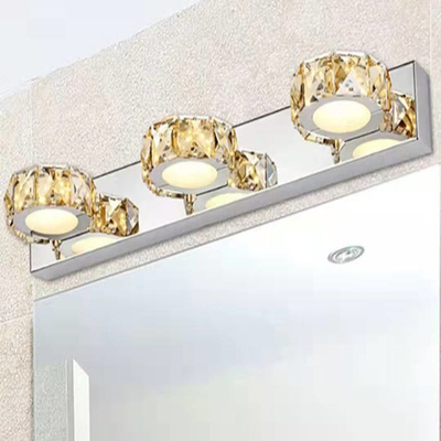 Clear Bathroom Stainless Steel Led Crystal Mirror Lamp 46 X 5cm