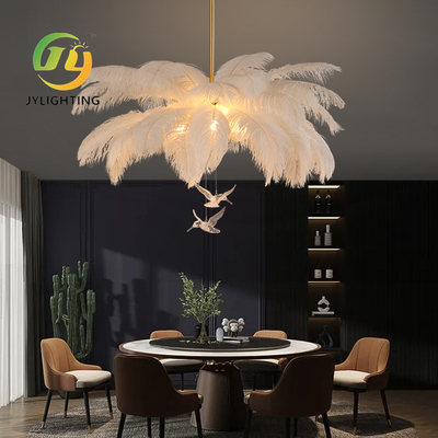 Nordic Creative Luxury Ostrich Feather Bird Pendant Light Modern Simple Bedroom Chandelier