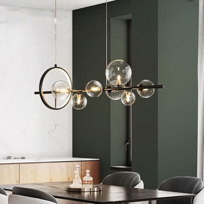 Linear G9 Modern Pendant Light For Dinning Room Kitchen Clear Glass Black Metal